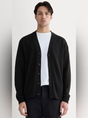 New Everlane THE CLASSIC CARDIGAN IN EVERYDAY COTTON Black S Minimal Polished